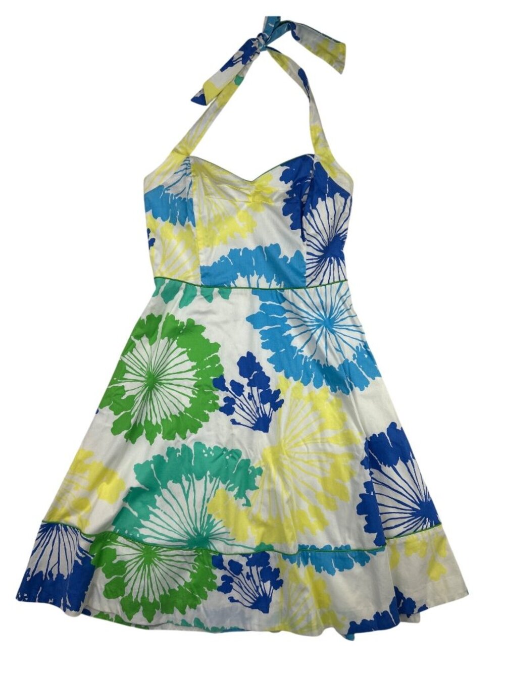 Lilly Pulitzer Halter Blue Green Dress Women's 12 Floral Vacation Sundress - Picture 4 of 12